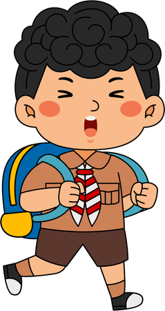 Niño scout con mochila  Ilustración