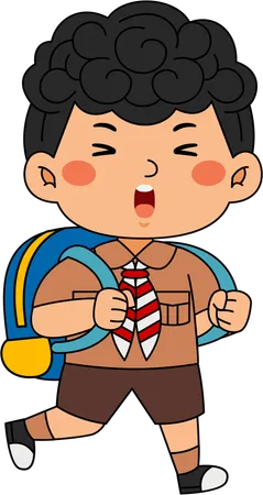 Niño scout con mochila  Ilustración