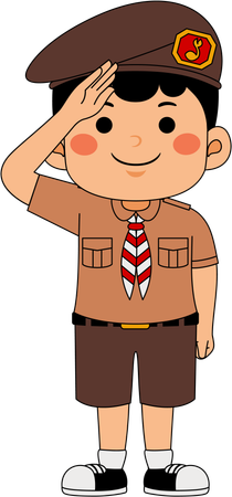 Niño scout dando el saludo  Ilustración