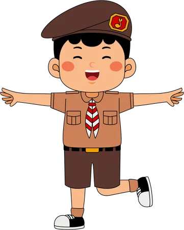 Niño scout mostrando gesto con la mano  Ilustración