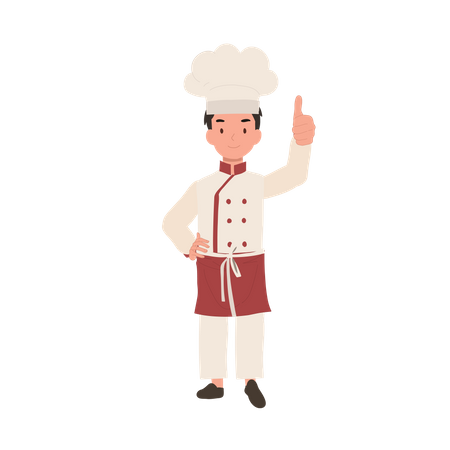 Chef niño feliz dando señal de aprobación  Ilustración