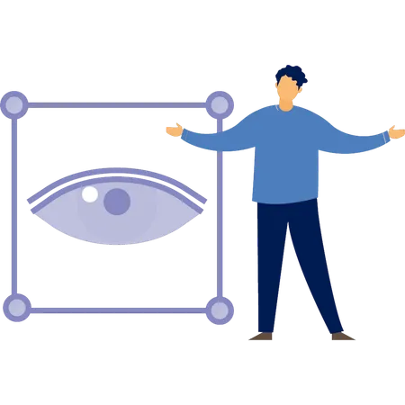 Niño feliz con revisión de ojos  Ilustración