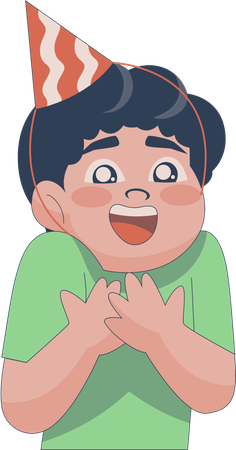 Niño feliz en fiesta de cumpleaños  Ilustración