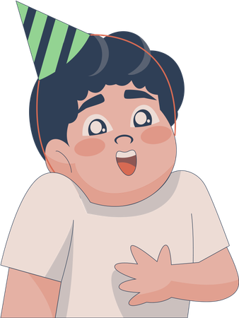 Niño feliz en fiesta de cumpleaños  Ilustración