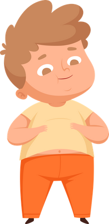 Niño gordo con gran barriga  Ilustración
