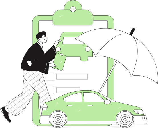Niño contando sobre la cobertura del coche  Ilustración