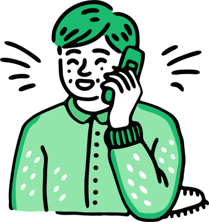 Niño hablando por teléfono móvil  Ilustración