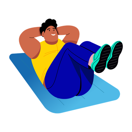Niño haciendo ejercicios de abdominales  Ilustración
