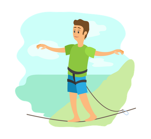 Niño haciendo aventuras al aire libre  Ilustración