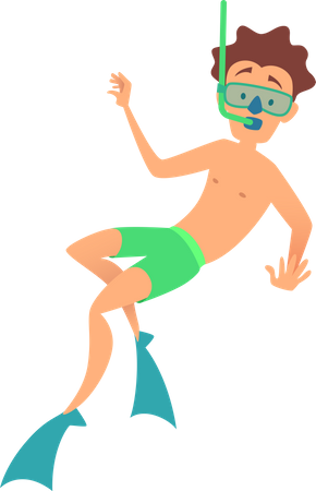 Niño haciendo buceo  Ilustración