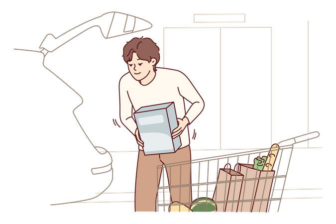 Niño haciendo compras  Ilustración