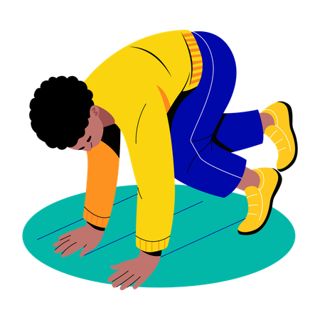 Niño haciendo ejercicio de escalada  Ilustración