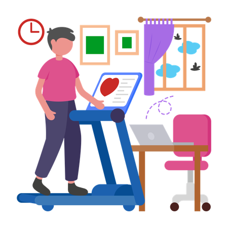 Ejercicio del niño durante los descansos del trabajo  Ilustración