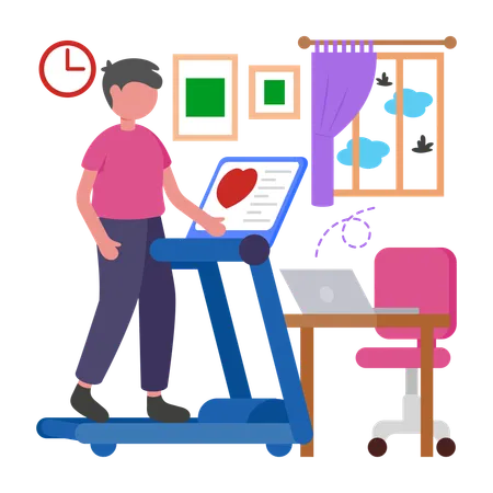 Ejercicio del niño durante los descansos del trabajo  Ilustración