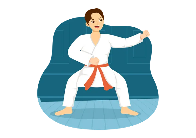 Niño haciendo judo  Ilustración