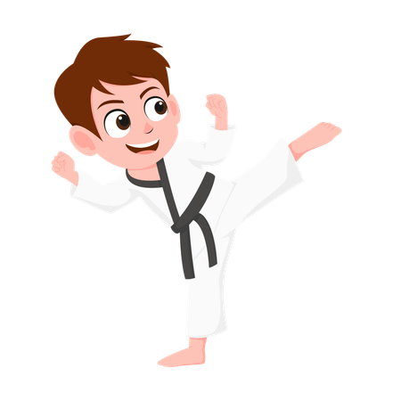 Niño haciendo karate  Ilustración