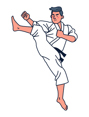 Niño haciendo karate  Ilustración