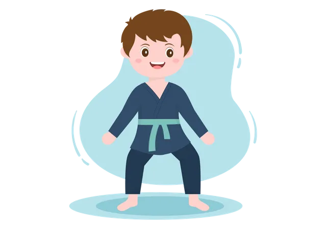 Niño haciendo karate  Ilustración