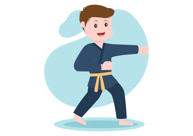 Niño haciendo karate  Ilustración