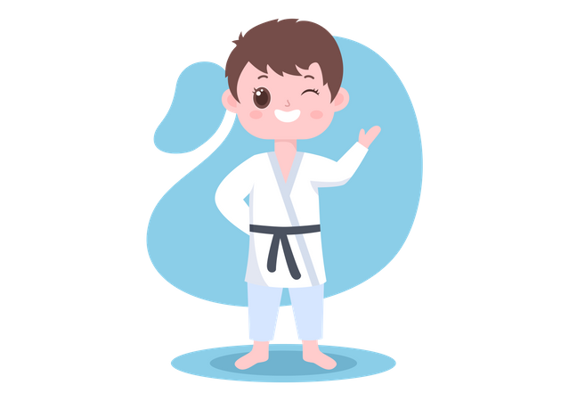 Niño haciendo karate  Ilustración