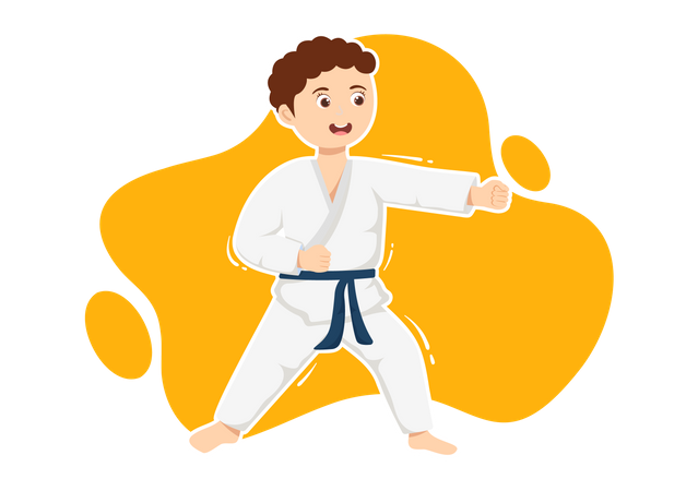 Niño haciendo karate  Ilustración