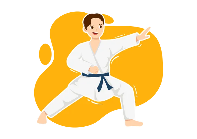 Niño haciendo karate  Ilustración