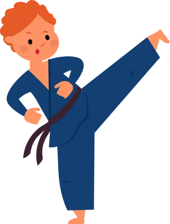 Niño haciendo karate  Ilustración