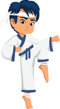 Niño haciendo karate  Ilustración