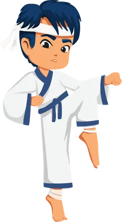 Niño haciendo karate  Ilustración