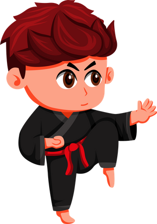 Niño haciendo karate  Ilustración