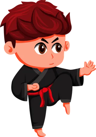 Niño haciendo karate  Ilustración