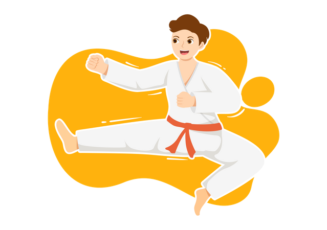 Niño haciendo taekwondo  Ilustración