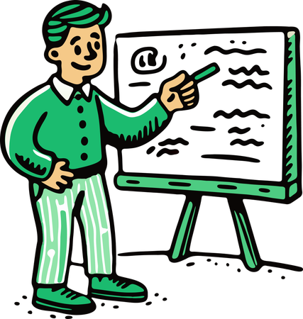 Niño dando presentación de negocios  Ilustración