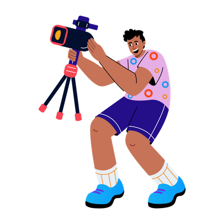 Niño haciendo videografía  Ilustración