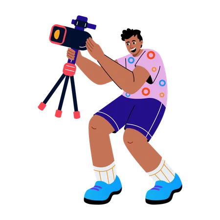 Niño haciendo videografía  Ilustración