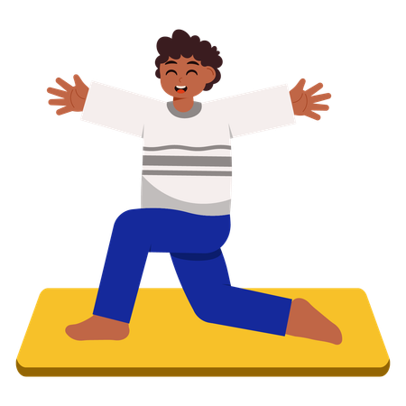 Niño haciendo yoga vinyasa  Ilustración