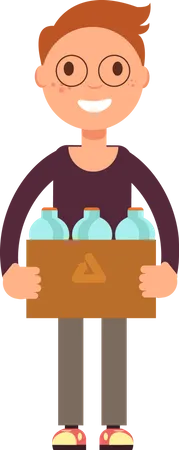 Caja de botellas de plástico para niño  Ilustración