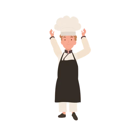Joven chef con gorro de chef  Ilustración