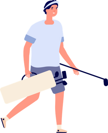 Niño jugador con palo de golf  Ilustración