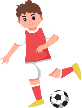 El jugador chico se prepara para patear fútbol  Ilustración