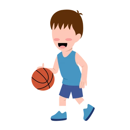 Niño jugando baloncesto  Ilustración
