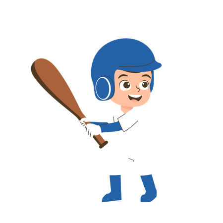 Niño jugando béisbol  Ilustración