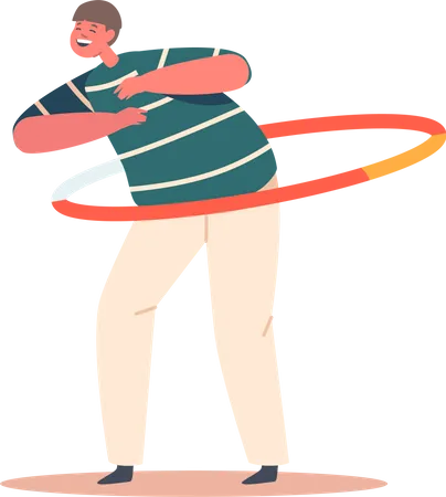 Niño jugando con Hula Hoop  Ilustración