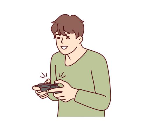 Niño jugando con joystick  Ilustración
