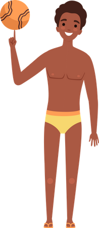 Niño jugando con pelota de playa  Ilustración