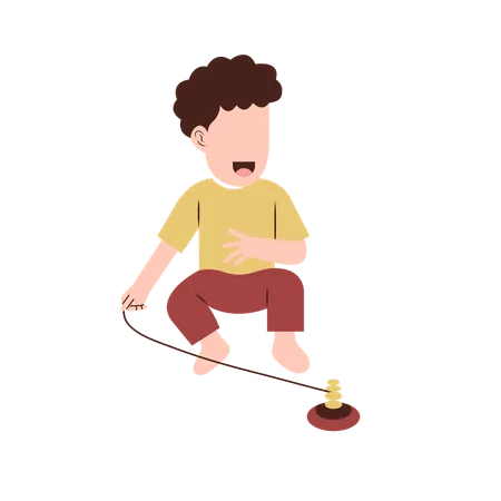 Niño jugando con top  Ilustración