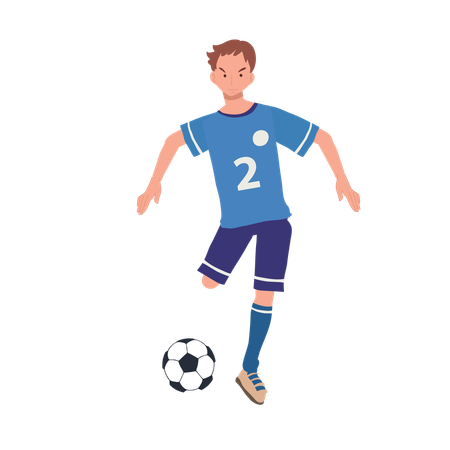 Niño jugando futbol  Ilustración