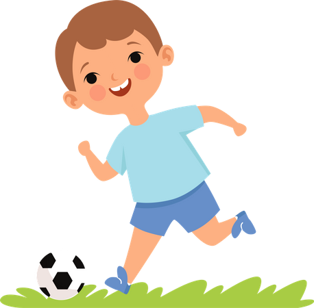 Niño jugando futbol  Ilustración