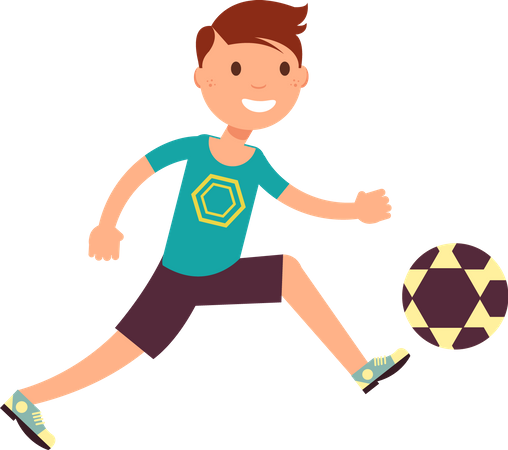 Niño jugando futbol  Ilustración