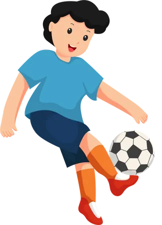 Niño jugando al fútbol  Ilustración